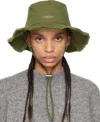 Jacquemus 'le Bob Artichaut' Green Hat With Logo On The Front In 560 Khaki