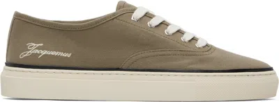 Jacquemus Le Fefe Embroidered Canvas Sneakers In Gray