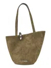 Jacquemus Medium Suede Shoulder Bag With Double Handles In Green