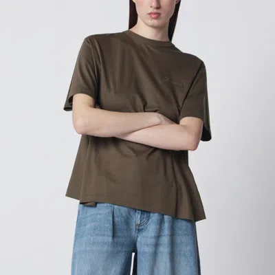 Jacquemus Khaki T-shirt With Pleats On The Back In Green