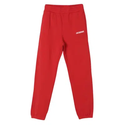 Jacquemus Kids Le Jogging Logo Cotton Sweatpants In Red