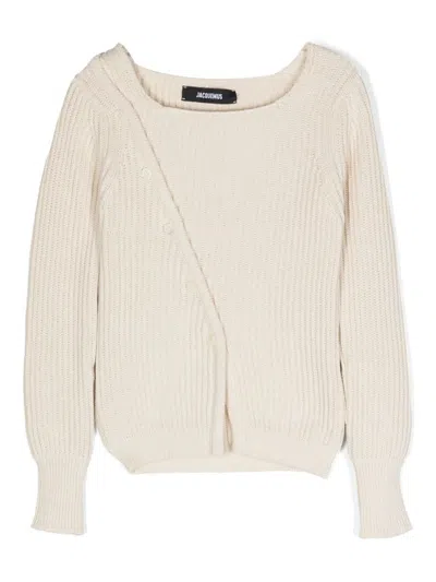 Jacquemus Kids' Mini Knit Cardigan In Sand