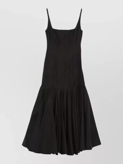 Jacquemus Knee Length Dress Pleated Skirt Bodice In Black