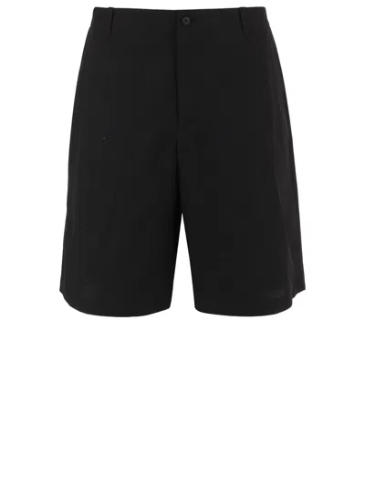 Jacquemus Knee-length Tailored Shorts With Button And Zipper Closure In Black