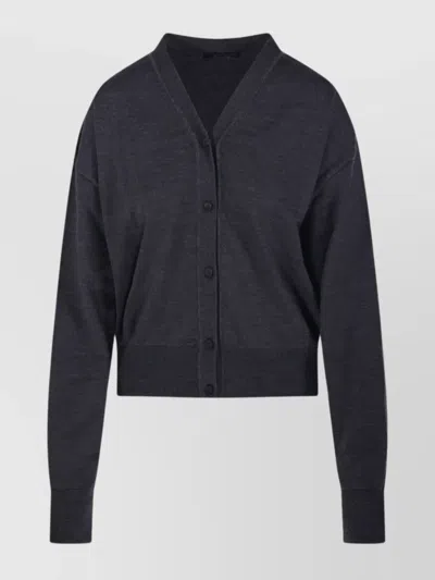 JACQUEMUS KNIT CARDIGAN WITH RIBBED CUFFS AND V-NECK