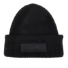 Jacquemus Knitted Beanie Hat With Gros-grain Logo In Black