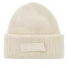 Jacquemus Knitted Beanie Hat With Gros-grain Logo In White