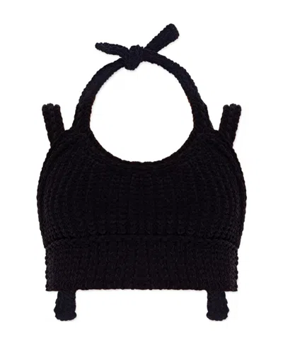 Jacquemus Knitted Cropped Vest In Black