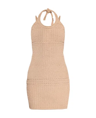 Jacquemus Knitted Halterneck Dress In Nude