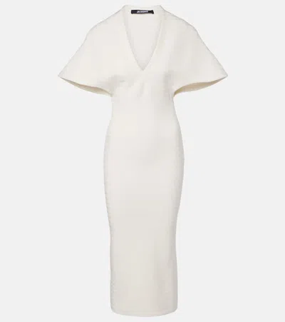 Jacquemus La Robe Maille Stanton Midi Dress In White
