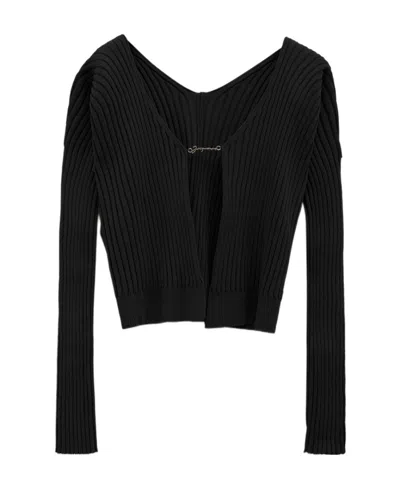 Jacquemus Knitted V-neck Cardigan In Black