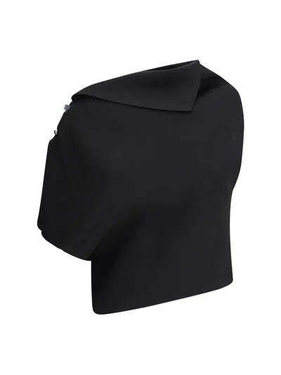 Jacquemus Draped Boat Neck Top In Black