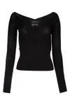 Jacquemus Black Long Sleeve Top With Logo Detail And Cut-out In Viscose Blend Woman In Black