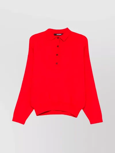 JACQUEMUS KNITWEAR COLLARED LONG SLEEVE TOP