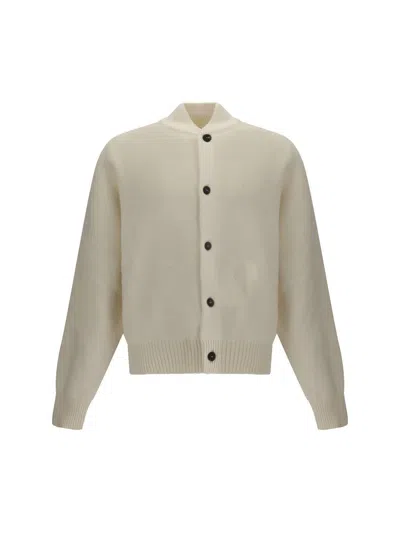 Jacquemus Soft Knit Cardigan Embroidered Detail In White