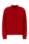 Jacquemus Balloon Wool And Cashmere Polo Sweater In Red