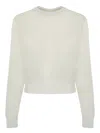 Jacquemus White Crew Neck Sweater With Back Logo In Merino Wool Woman In White