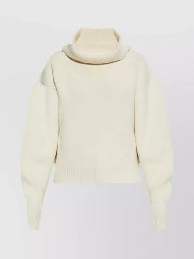 Jacquemus Knitwear With Turtleneck And Embroidered Detail In White