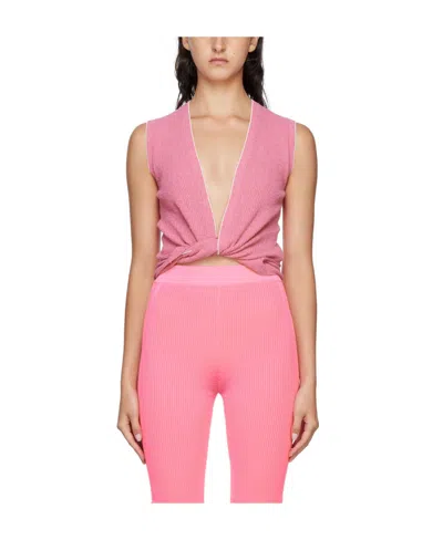 Jacquemus Knot-detail Sleeveless Top In Pink