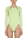 Jacquemus Nodi Cutout Knotted Gingham Jersey Bodysuit
