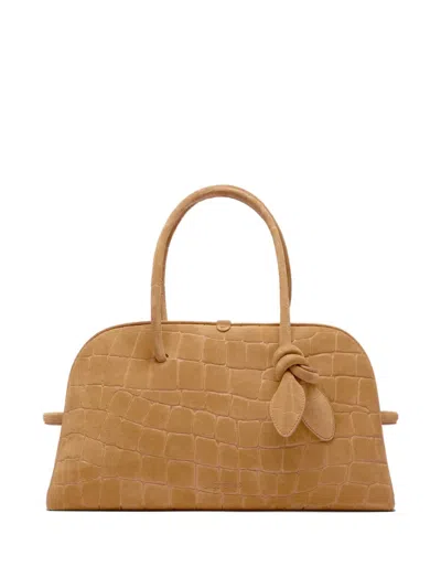 Jacquemus Knotted Reptile-effect Tote Bag In Brown