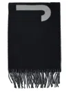 Jacquemus Fringed Graphic Design Scarf In Black In Black
