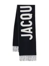 Jacquemus The Brushed Wrap Scarf With Fringed Detail In Black