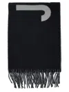 Jacquemus Fringed Graphic Design Scarf In Black In Black