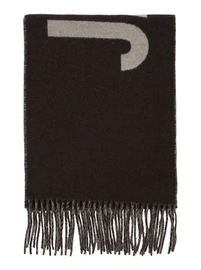 Jacquemus Brown Signature Scarf In Black