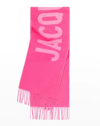 Jacquemus L'echarpe Logo Wool Scarf In Pink