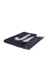 Jacquemus L Harpe Blue Oversize Scarf With Jacquard Motif In Wool Man In Blu