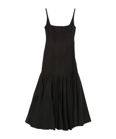 Jacquemus La Agave Pleated Midi Dress In Black
