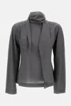 Jacquemus Long Sleeve Shirt With Shawl And Tie Detail In Gray