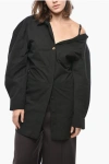 Jacquemus La Casa Cotton Shirt Dress With Cold Shoulder In Black