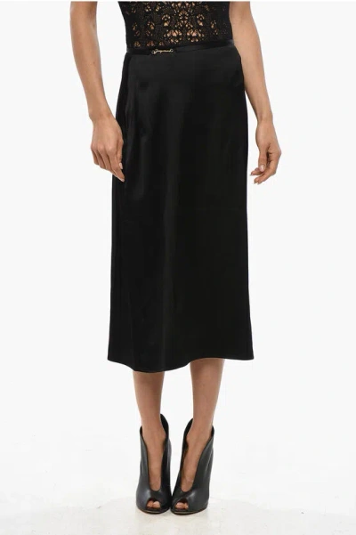 Jacquemus La Casa Satin Notte Midi Skirt In Black