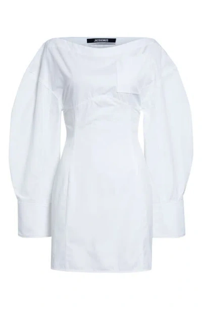 Jacquemus La Casaco Long Sleeve Cotton Shirtdress In White