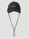 Jacquemus Le Casquette Artichaut Black Baseball Cap With Drawstring In Cotton Man In Black