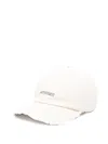 Jacquemus Artichoke Cap With Adjustable Strap And Frayed Edge In White