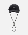 Jacquemus Le Casquette Artichaut Black Baseball Cap With Drawstring In Cotton Man In Black
