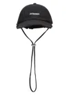 Jacquemus Artichoke Cap With Adjustable Chin Strap In Black