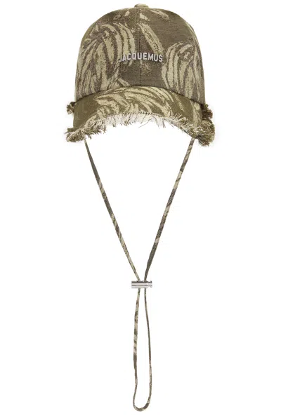 Jacquemus La Casquette Artichaut Cap In Jacquard Banana Logo Khak
