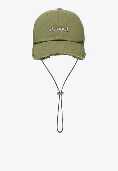 Jacquemus La Casquette Artichaut Frayed Cap In Metallic