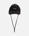 Jacquemus 'le Casquette Artichaut' Black Baseball Cap With Drawstring In Black
