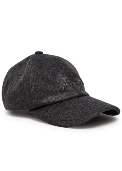 Jacquemus La Casquette Cachemiro Logo-embroidered Wool Cap In Black