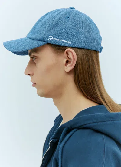 Jacquemus Mens Blue La Casquette Brand-embroidered Denim Cap