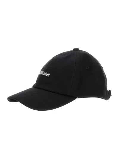 Jacquemus Gadjo Logo-embellished Cotton-twill Baseball Cap In Black