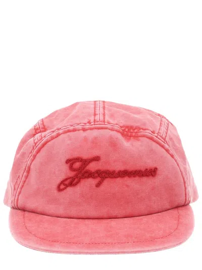 Jacquemus La Casquette Gardian Washed Cap In Pink