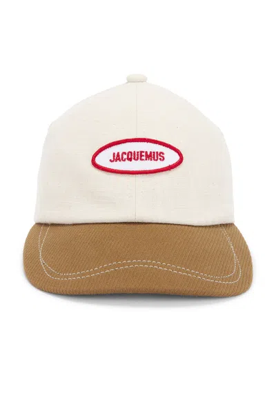 Jacquemus La Casquette Gelato Cap In Off White & Light Brown