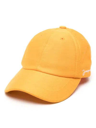 Jacquemus La Casquette Logo-embroidered Cap In Orange