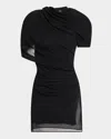 Jacquemus Castagna Gathered Draped Crepe Mini Dress In Black